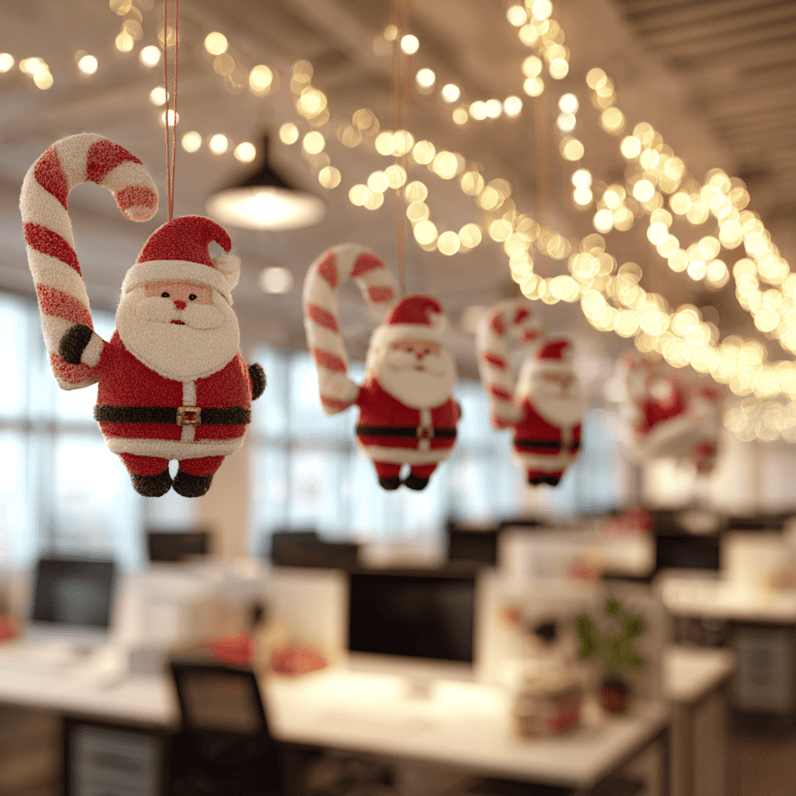 Winter Forest Backdrop for a Cheerful Office — Christmas Office Decor Ideas