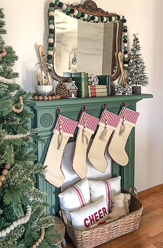 Farmhouse Fireplace with Festive Stockings — Simple Christmas Decor