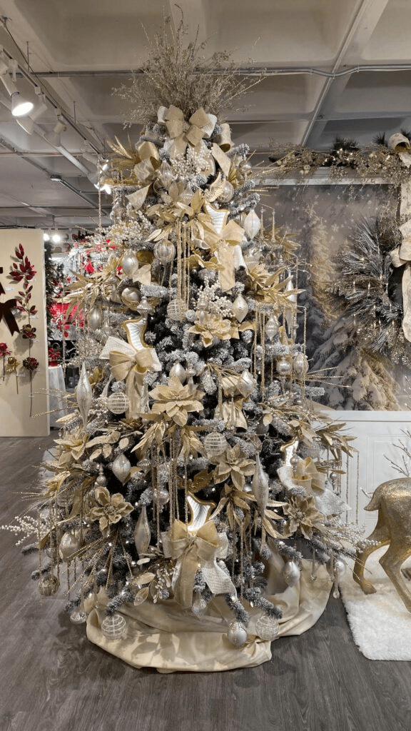 Dazzling Glam Tree with Gold, Silver, and White Embellishments Dazzling Glam Tree with Gold, Silver, and White Embellishments — Christmas Tree Trends 2026