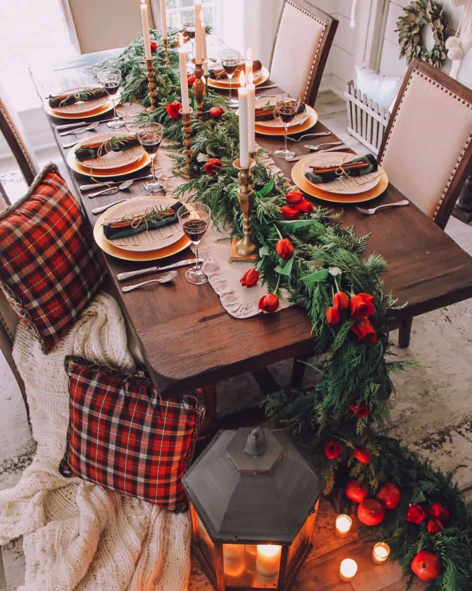 Cozy Farmhouse Visual Idea — Christmas Table Setting