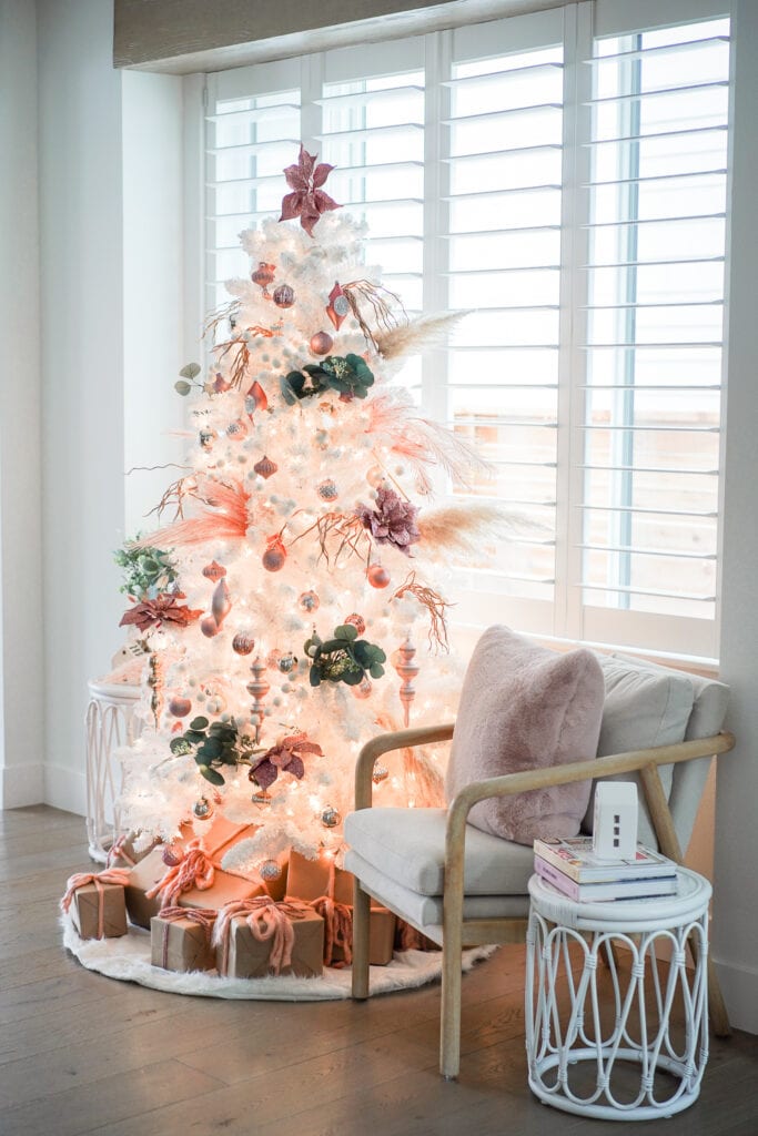 Tree In Corner Chair Beside It Visual Idea — Boho Christmas Decor