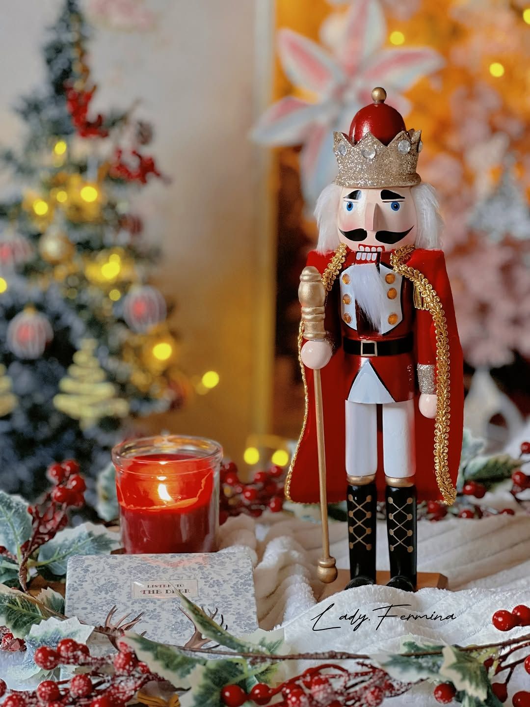 Regal Nutcracker King in a Festive Vignette Regal Nutcracker King in a Festive Vignette — Nutcracker Christmas Decor