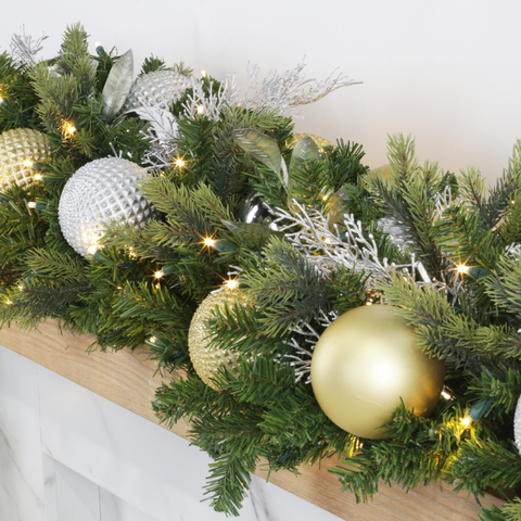 Garland Draped Over A Surface Visual Idea — Christmas Lights in Garland Indoor
