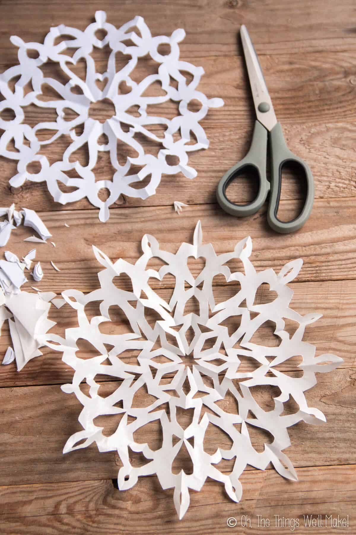 Delicate Paper Snowflakes and Crafting Tools