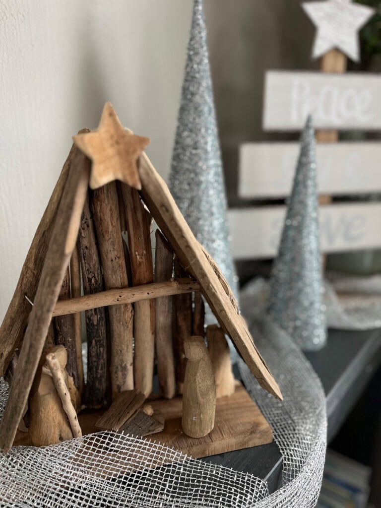 Driftwood Nativity Scene on a Shelf Driftwood Nativity Scene on a Shelf — Coastal Christmas Decor