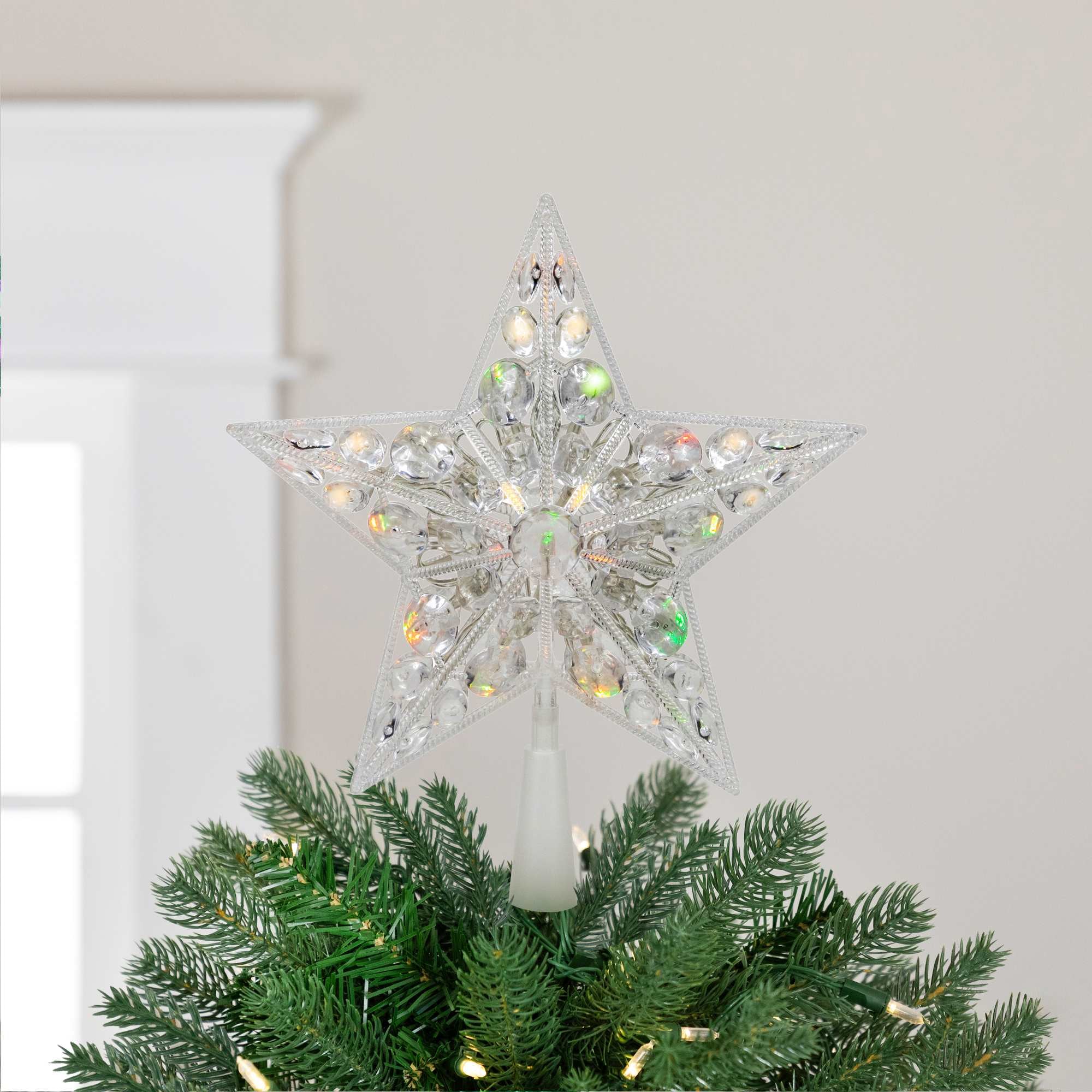 Illuminated Acrylic Star Topper with Multi-Colored LED Lights — Christmas Tree Topper