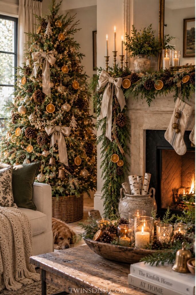 Cozy Farmhouse Christmas Living Room with Natural Elements Cozy Farmhouse Christmas Living Room with Natural Elements — christmas decor trends 2026