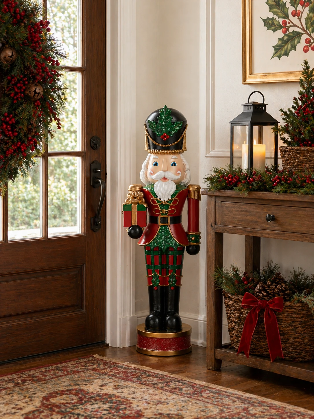 Oversized Plaid Nutcracker for a Festive Entryway Oversized Plaid Nutcracker for a Festive Entryway — Nutcracker Christmas Decor