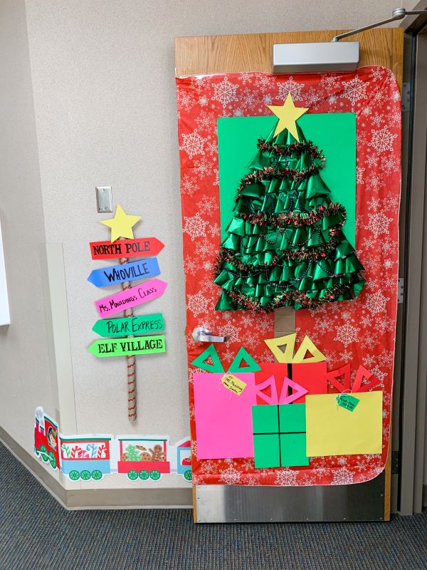 Classroom Door Ribbon Christmas Tree Door Decor Classroom Door Ribbon Christmas Tree Door Decor — Christmas Classroom Decor