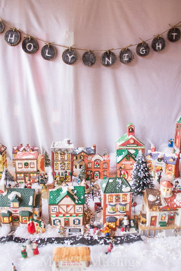 Cozy Traditional Village with 'HOLY NIGHT' Garland Cozy Traditional Village with 'HOLY NIGHT' Garland — Christmas Village Display