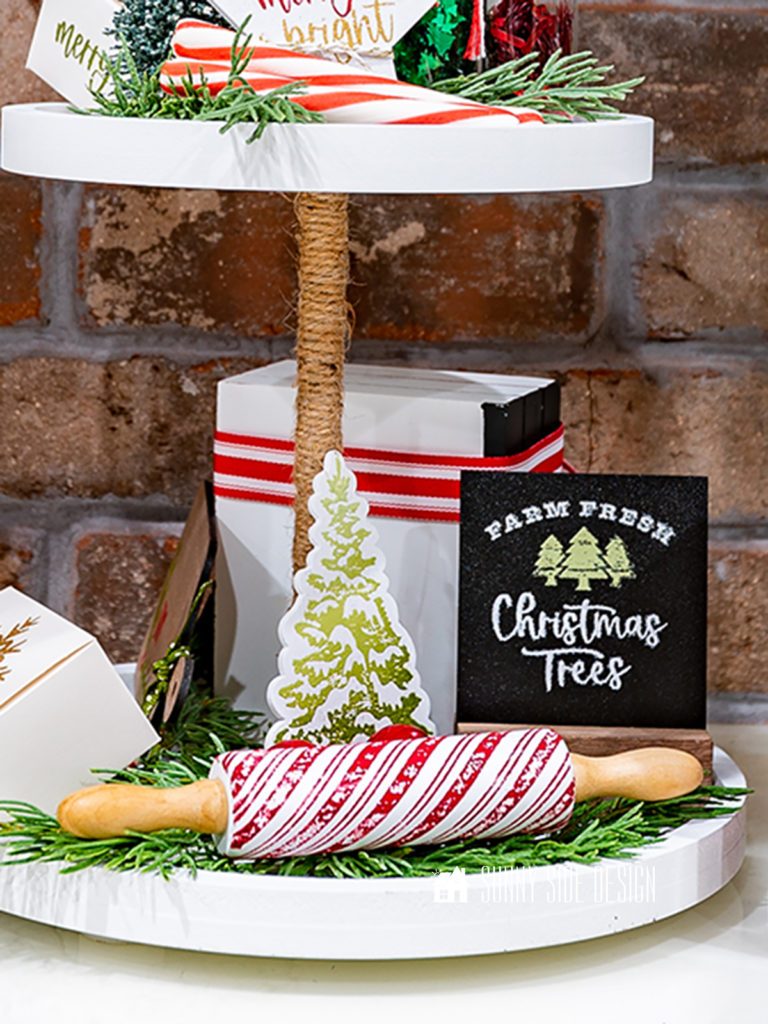 White Farmhouse Tray with 'Farm Fresh Christmas Trees' Theme White Farmhouse Tray with 'Farm Fresh Christmas Trees' Theme — Christmas Tiered Tray