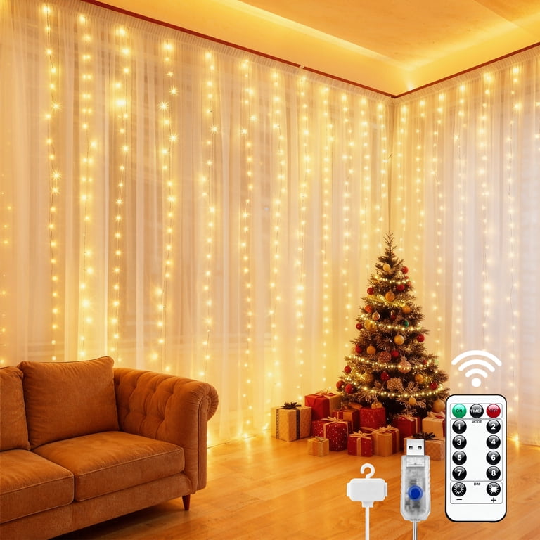 Dense Curtain of Fairy Lights Covering a Wall Dense Curtain of Fairy Lights Covering a Wall — Christmas Fairy Lights Living Room