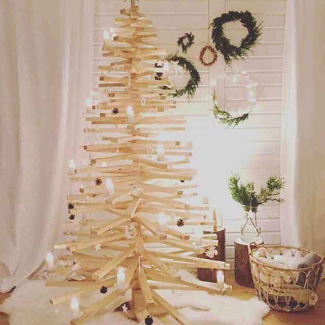 Geometric Wooden Slat Christmas Tree — Alternative Christmas Trees