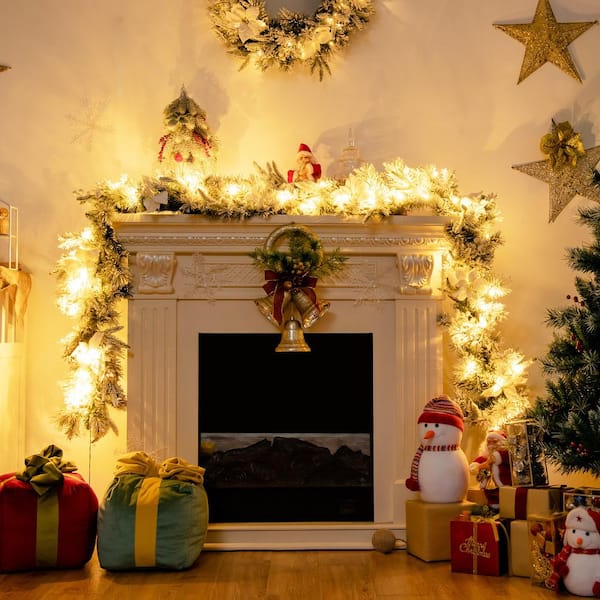 White Gold Red Green Visual Idea — Christmas Lights in Garland Indoor