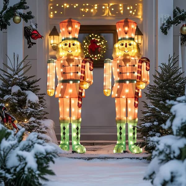 Illuminated Outdoor Nutcrackers for a Welcoming Entrance Illuminated Outdoor Nutcrackers for a Welcoming Entrance — Nutcracker Christmas Decor
