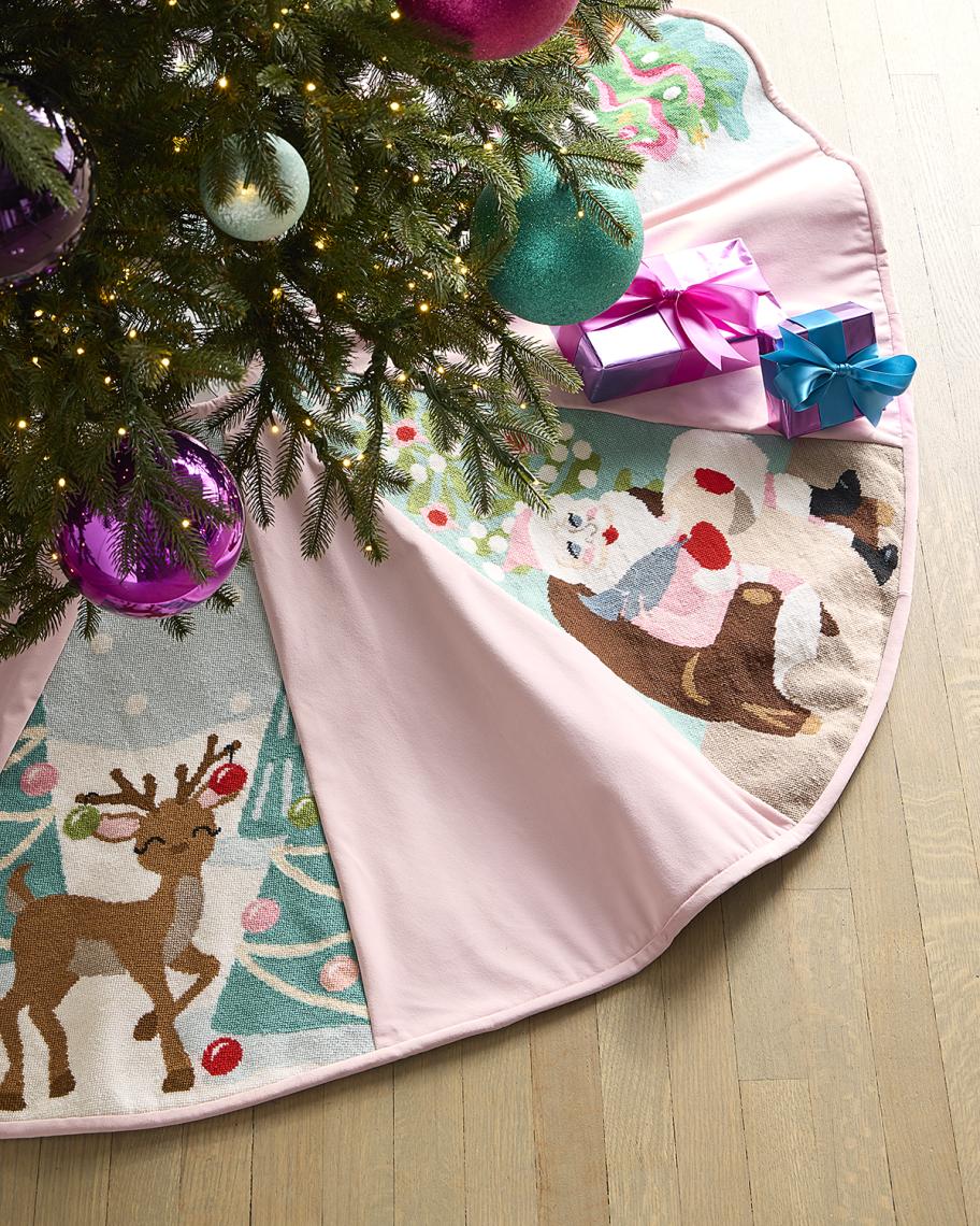 White Velvet Skirt with Red Bows for a Chic Display White Velvet Skirt with Red Bows for a Chic Display — Christmas Tree Skirt