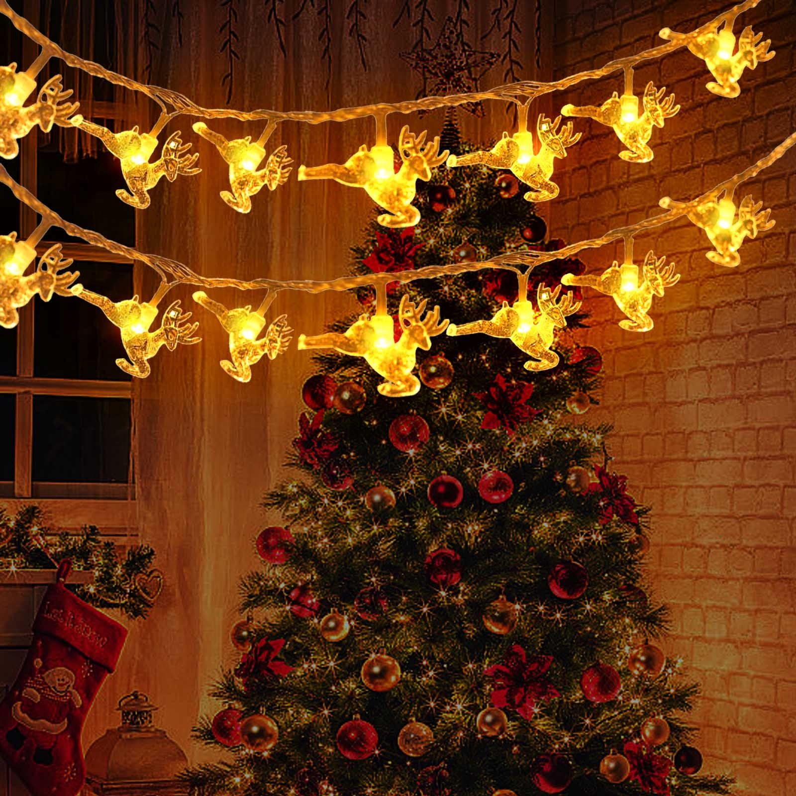 Reindeer-Shaped Lights Adorning a Christmas Tree — Christmas Lights Indoor