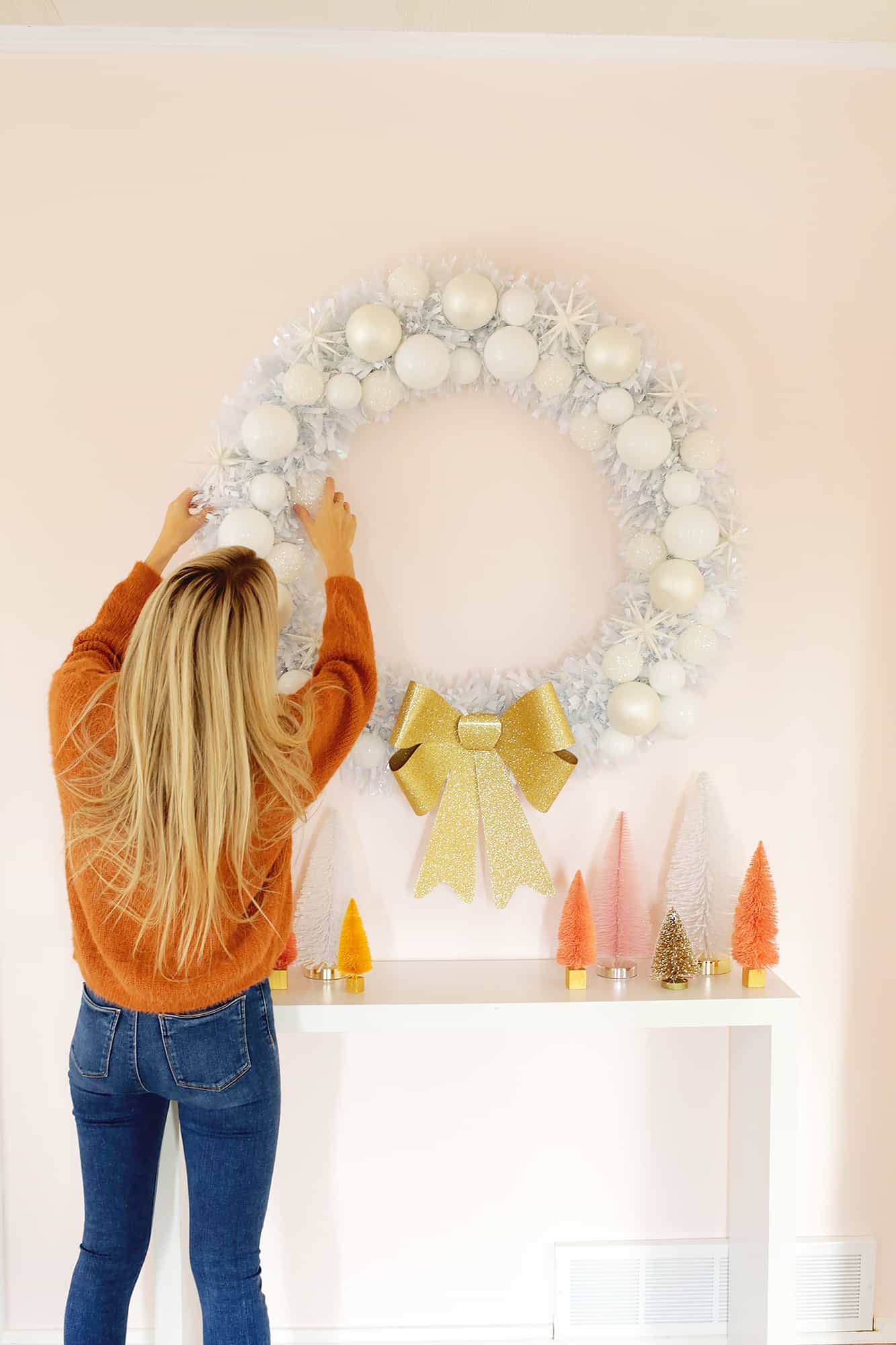 Ornament and Tinsel Wreath: A Festive DIY Above the Mantel — DIY Christmas Wreath