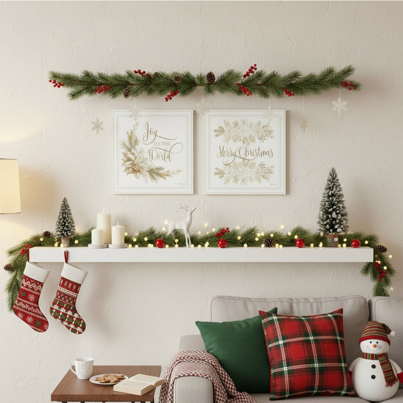 Layered Christmas Mantelpiece Garland Layered Christmas Mantelpiece Garland — Christmas Wall Decor