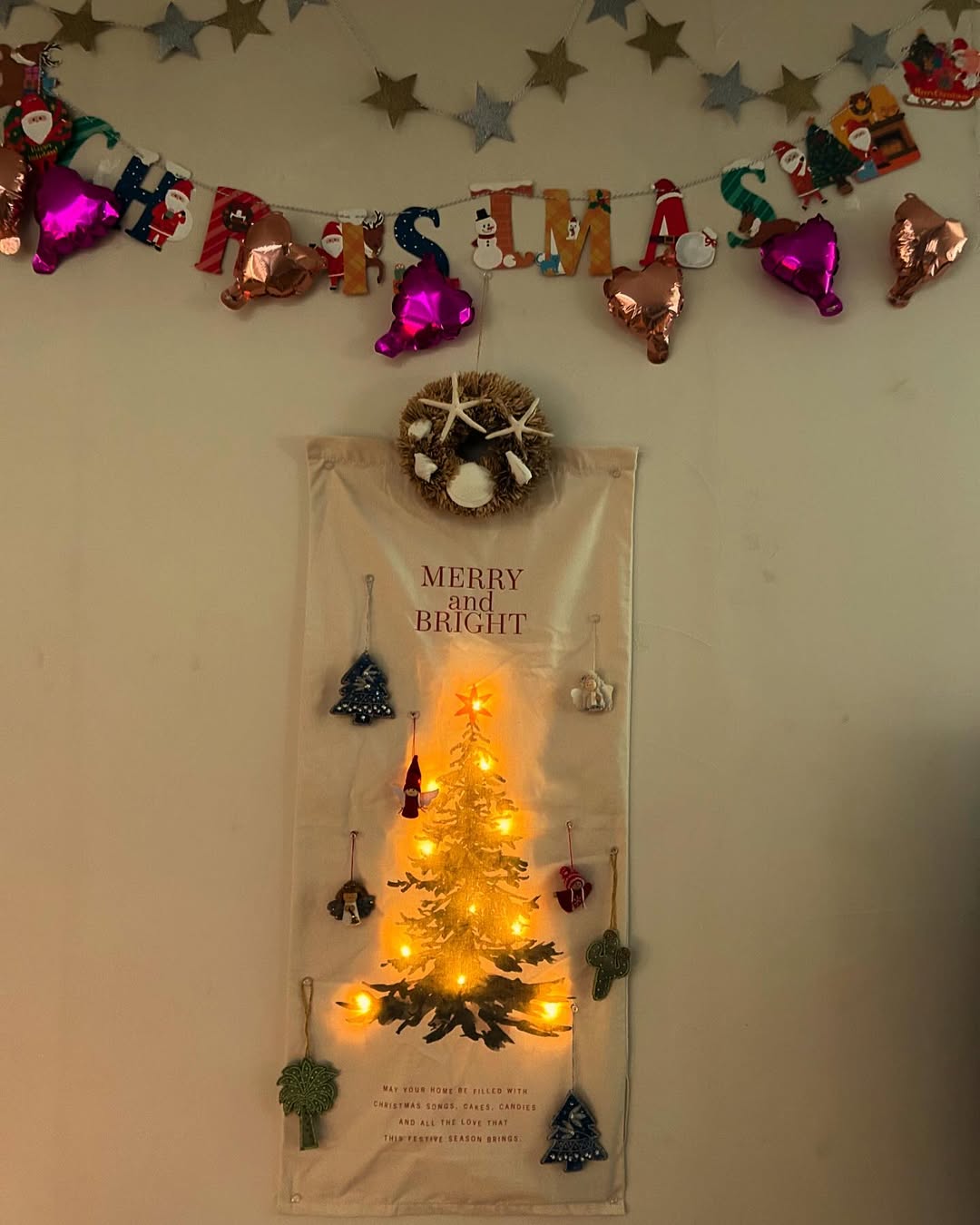 Festive Wall Decor with Illuminated Christmas Tree Tapestry Festive Wall Decor with Illuminated Christmas Tree Tapestry — Christmas Fairy Lights Wall