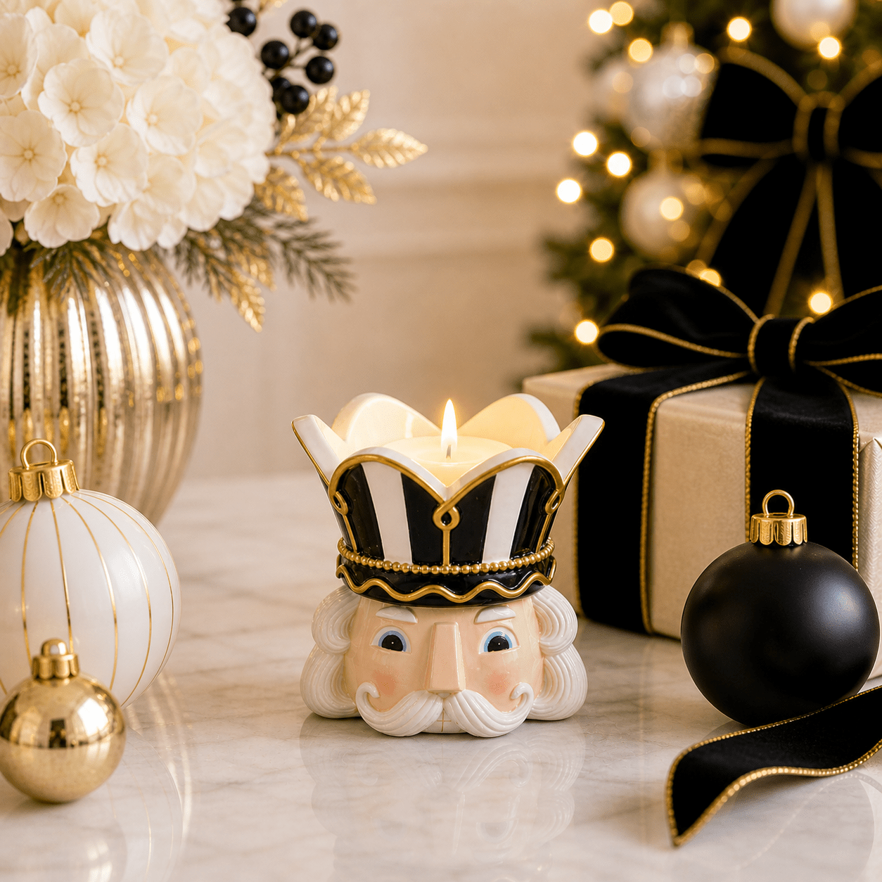 Whimsical Nutcracker Candle Holder for Christmas Vignettes — Christmas Candle Decor