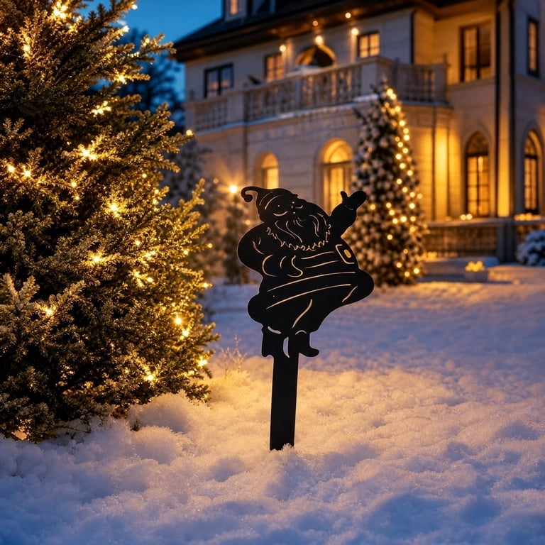 Yard Stake Decoration: Santa Silhouette — Christmas Yard Decor
