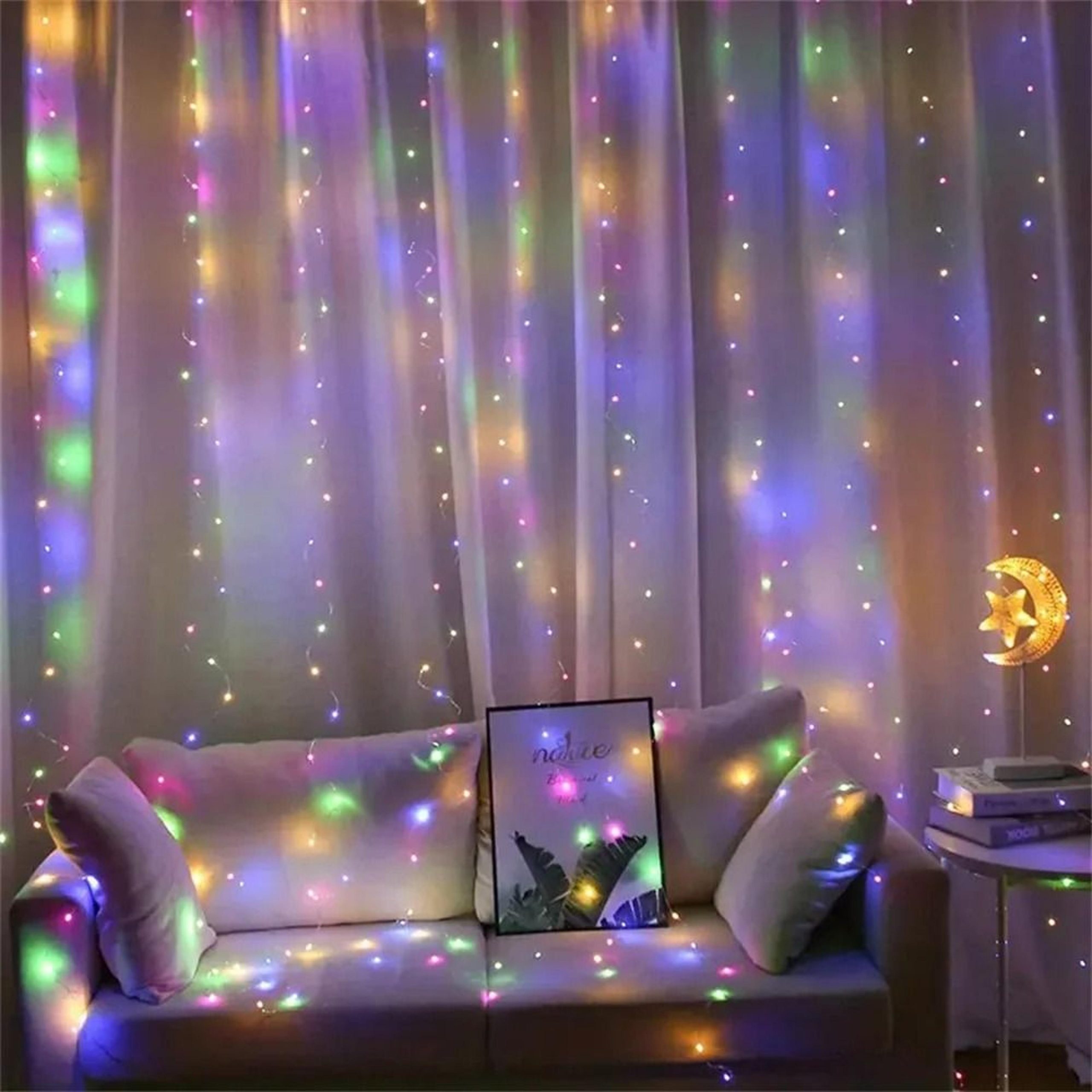 Multicolored LED Curtain Lights for a Vibrant Holiday Window — Christmas Fairy Lights Window