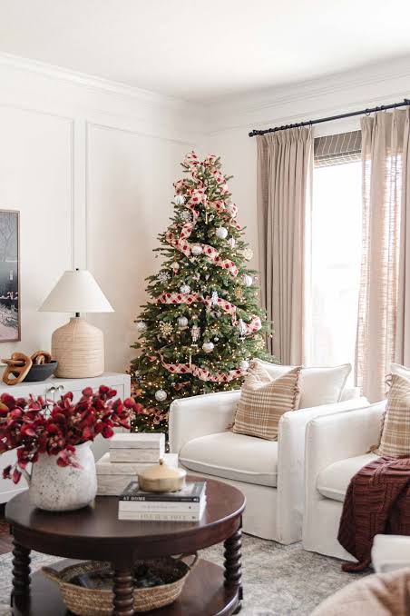Modern Farmhouse Red Ribbon Focal Point Modern Farmhouse Red Ribbon Focal Point — Christmas Tree Ribbon