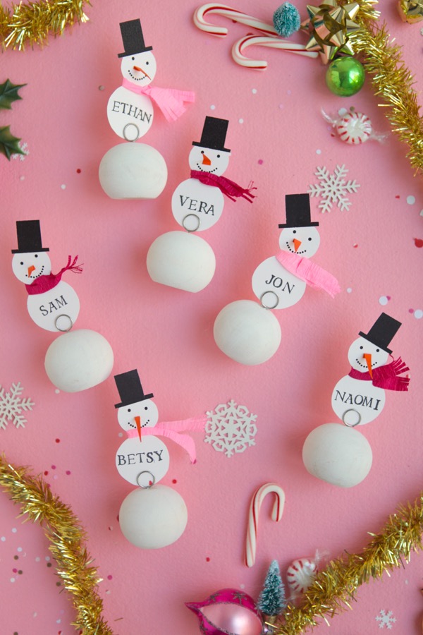 Whimsical Snowman Place Card Holders Collection — Christmas Place Cards