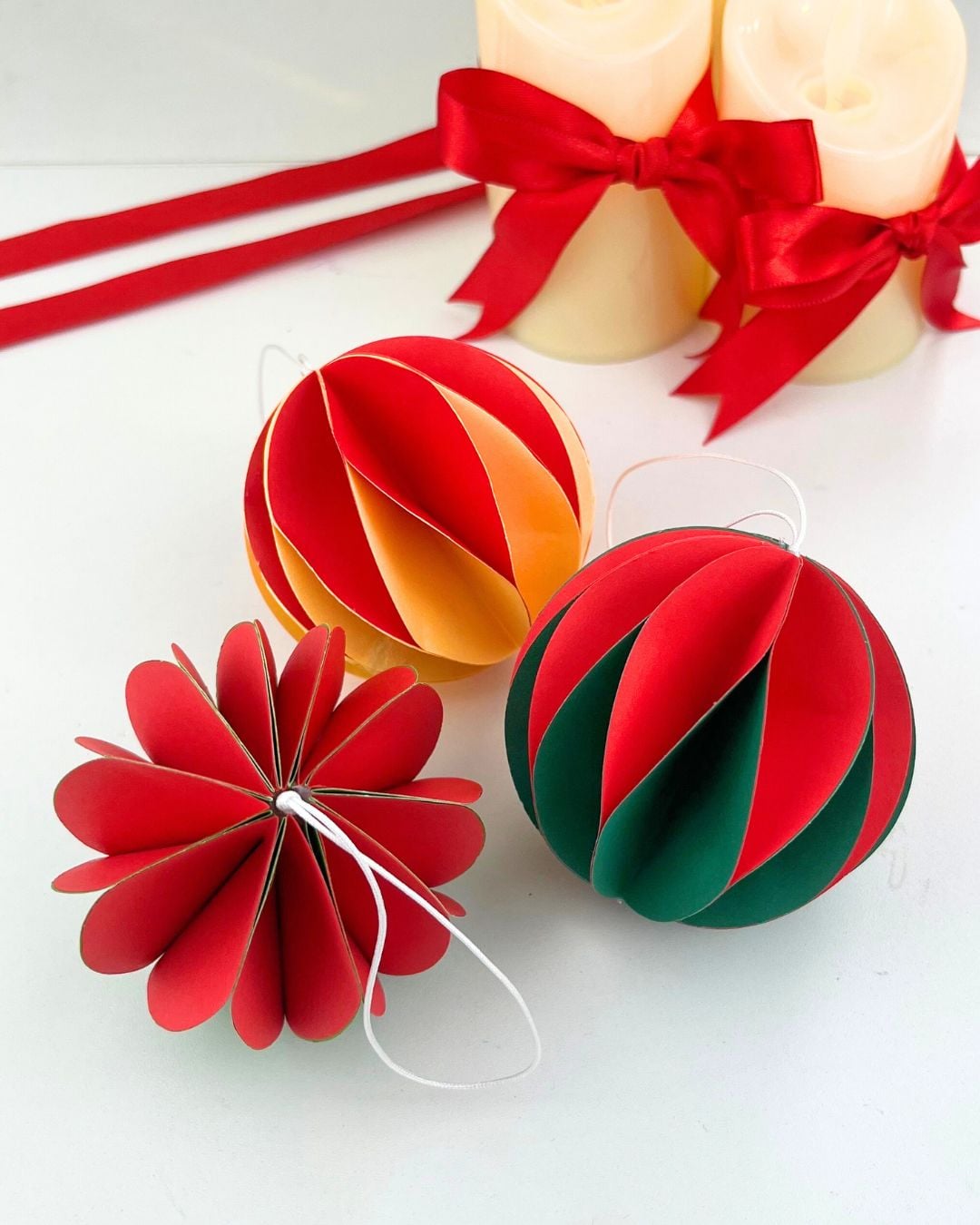 Geometric Paper Ornaments with Candle Accents — DIY Christmas Ornaments