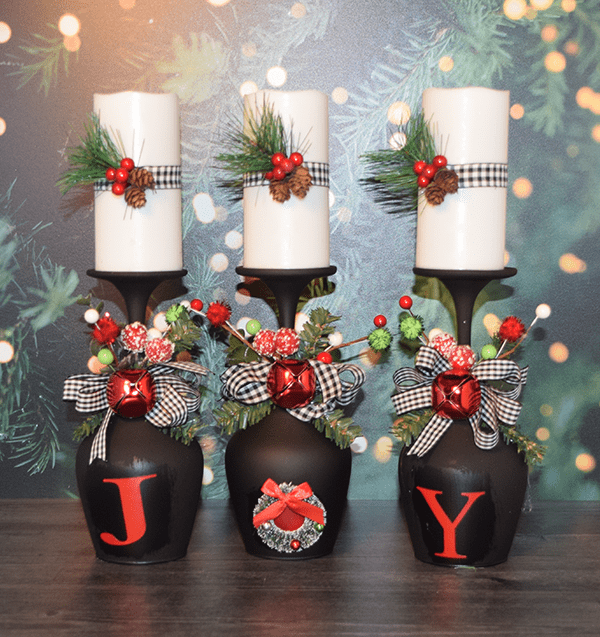 Create Festive 'JOY' Candle Holder Decor — DIY Christmas Decor
