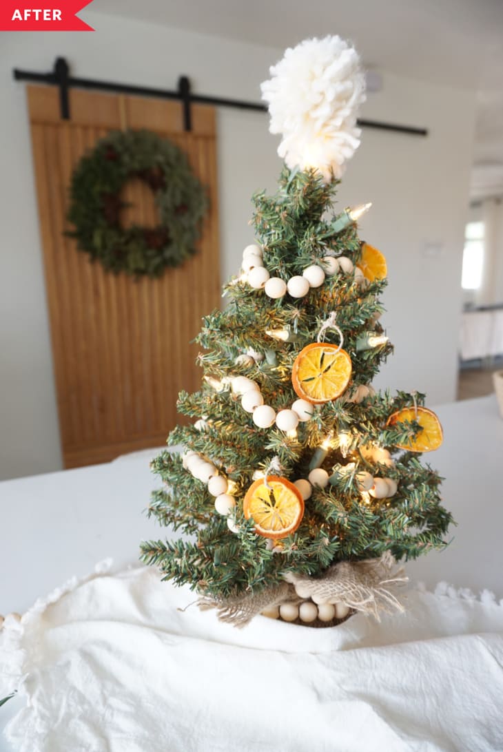 Rustic Small Tree with Dried Orange Slice Ornaments — Small Christmas Tree Decor