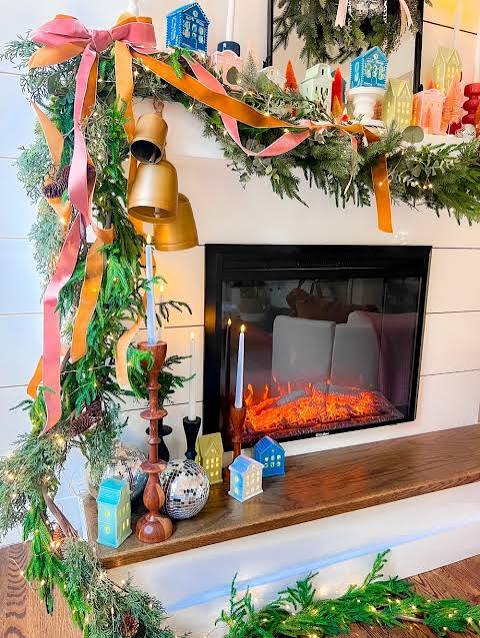 Festive Fireplace Mantel with a Gingerbread Village Scene — Gingerbread Christmas Decor