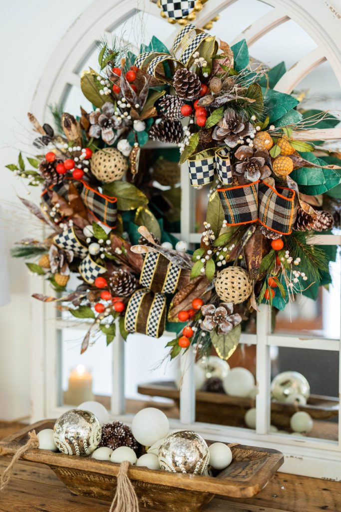 Intricate Wreath with Pinecones, Berries, and Plaid Ribbon — DIY Christmas Wreath