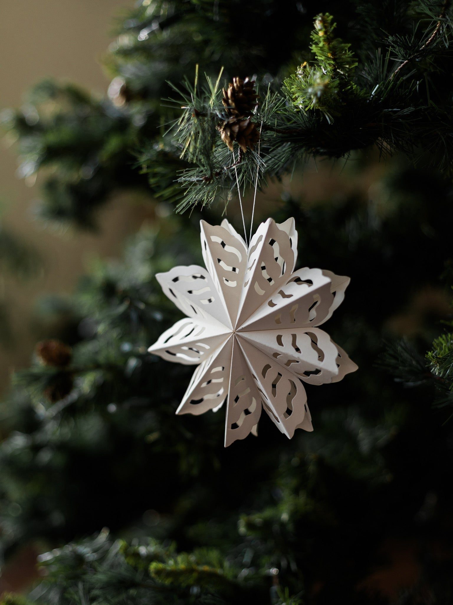 Geometric Folded Paper Snowflake Ornament Detail — Paper Snowflakes