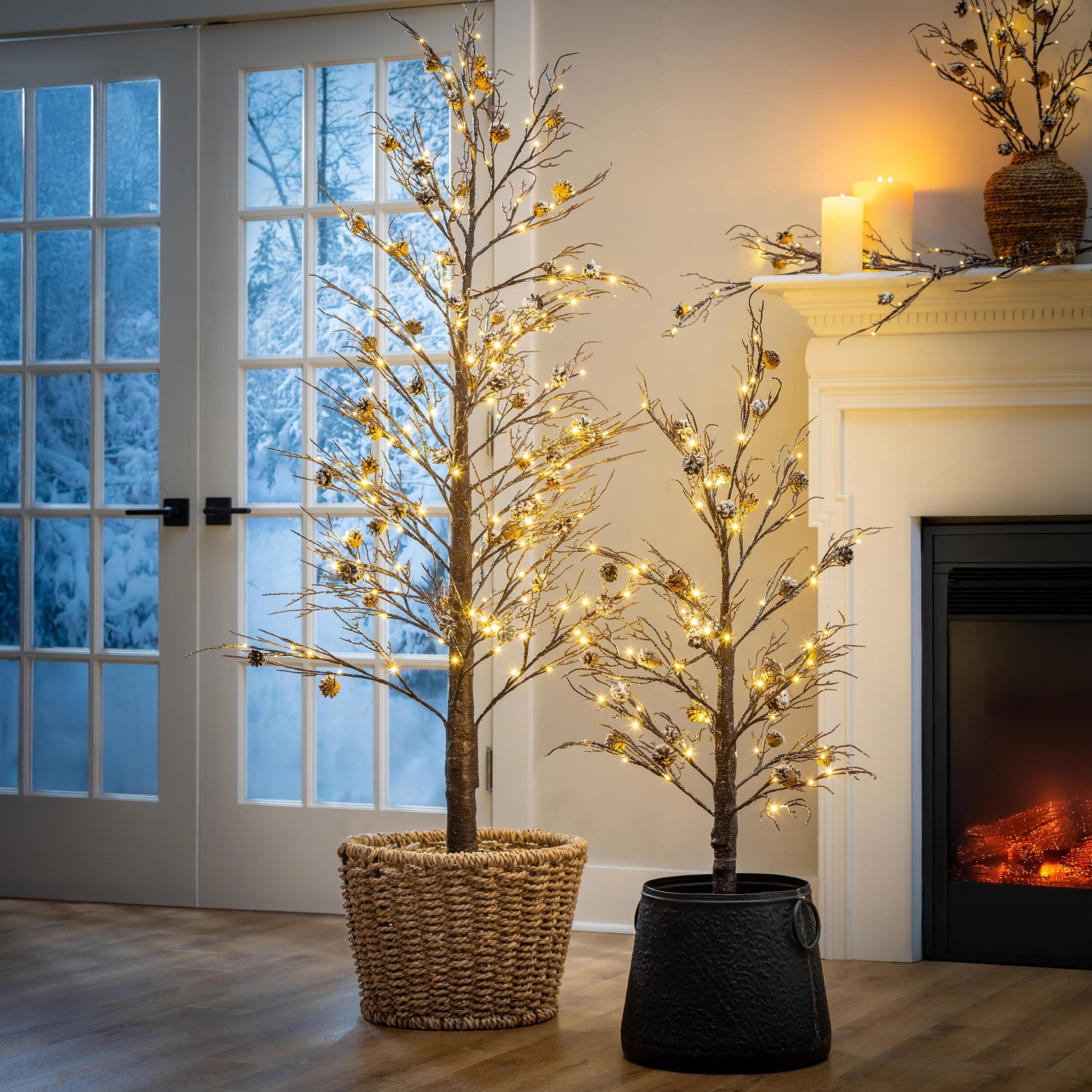 Neutral Gold Warm White Visual Idea — Christmas Lights in Garland Indoor