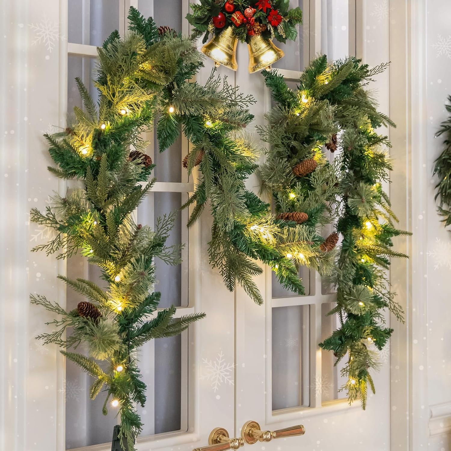 Door Visual Idea — Christmas Lights in Garland Indoor