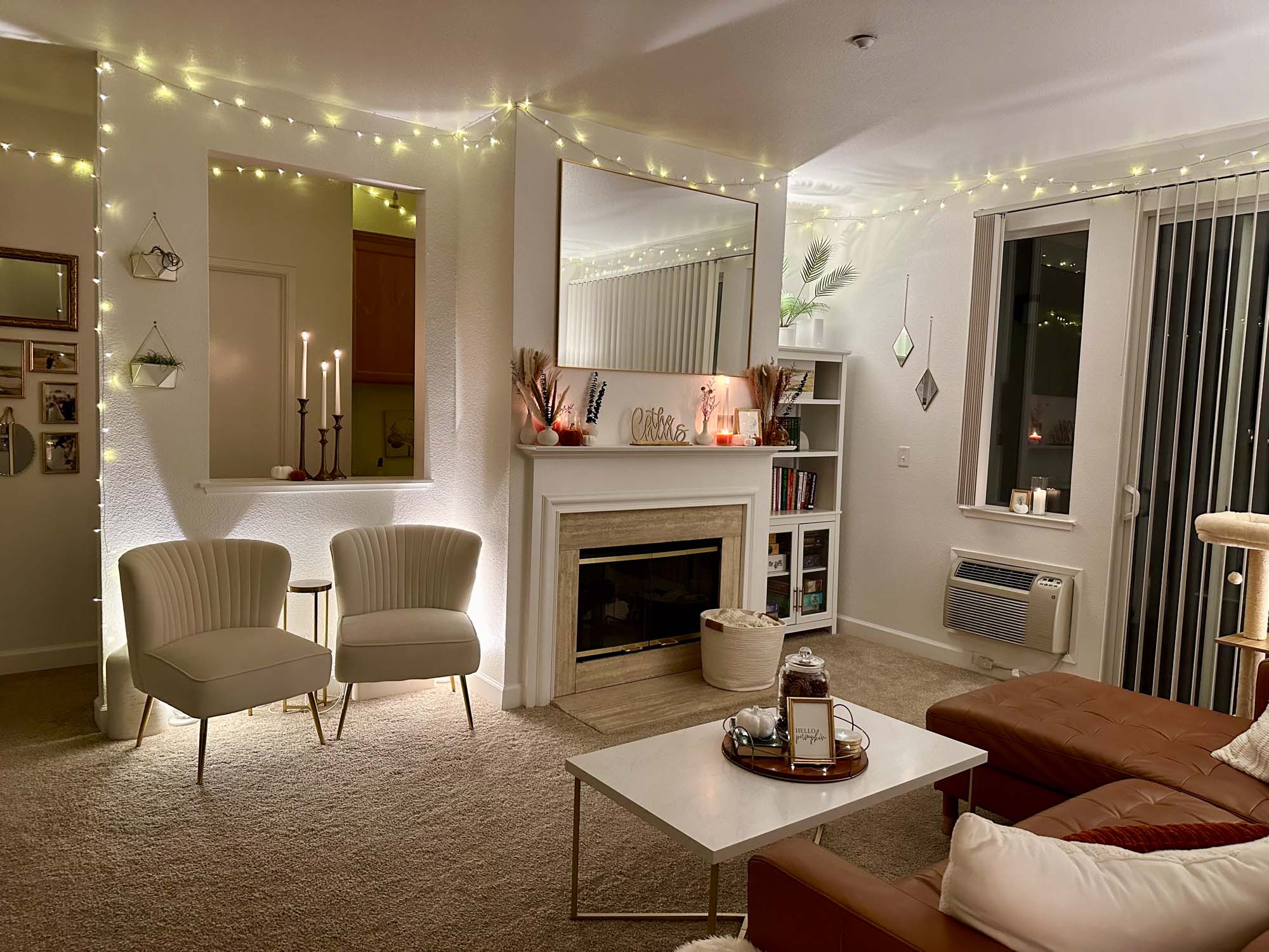 Modern Living Room Ceiling Glow from Warm White Fairy Lights — Christmas Fairy Lights Ceiling