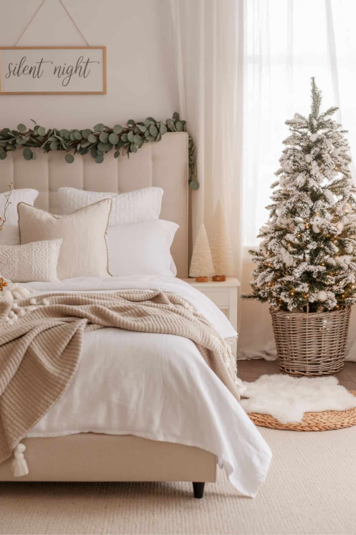 Minimalist Christmas Bedroom in Neutral Tones — Christmas Bedroom Decor