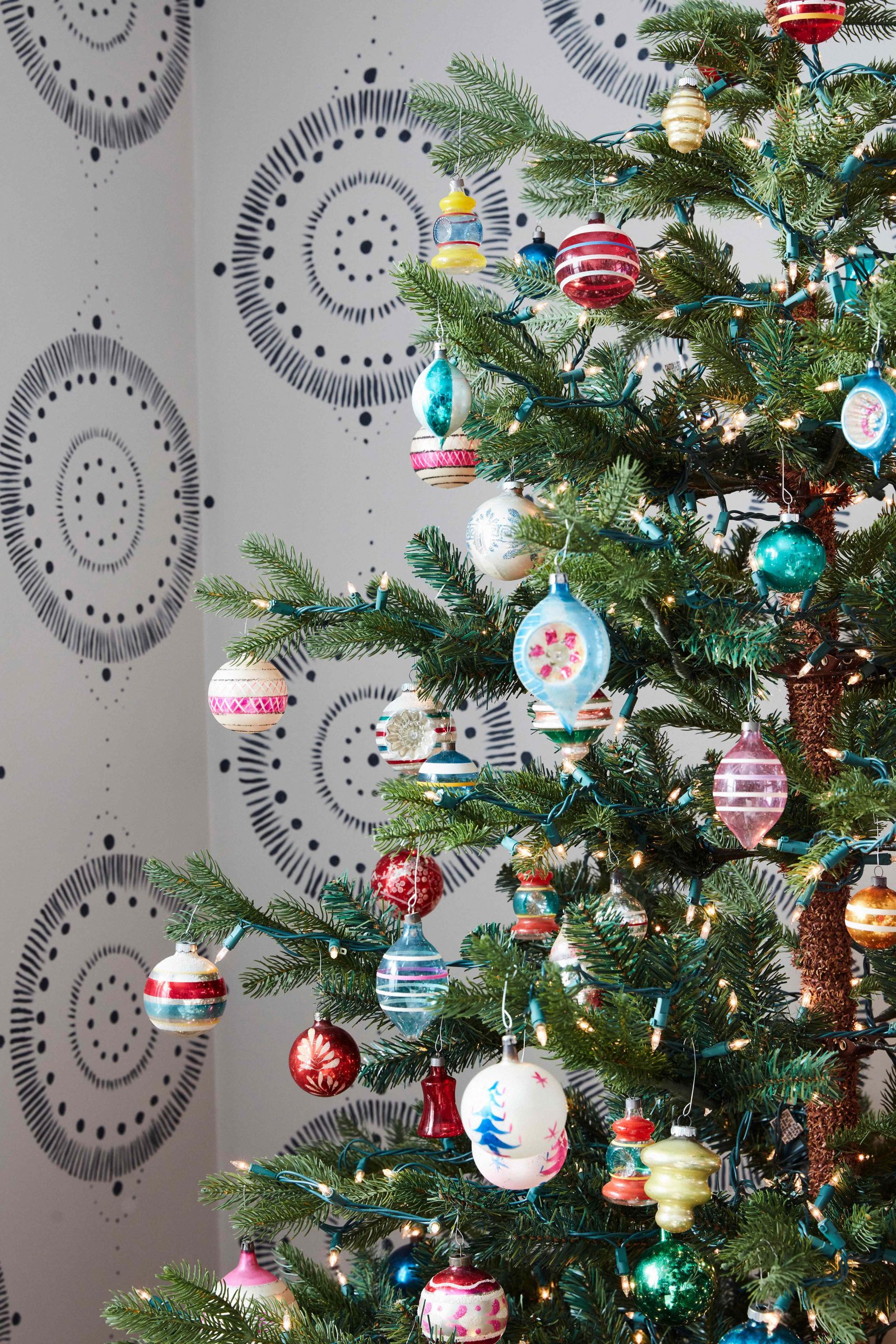 Close-up of Vintage Glass Ornaments in Pastel Hues Close-up of Vintage Glass Ornaments in Pastel Hues — Vintage Christmas Decor