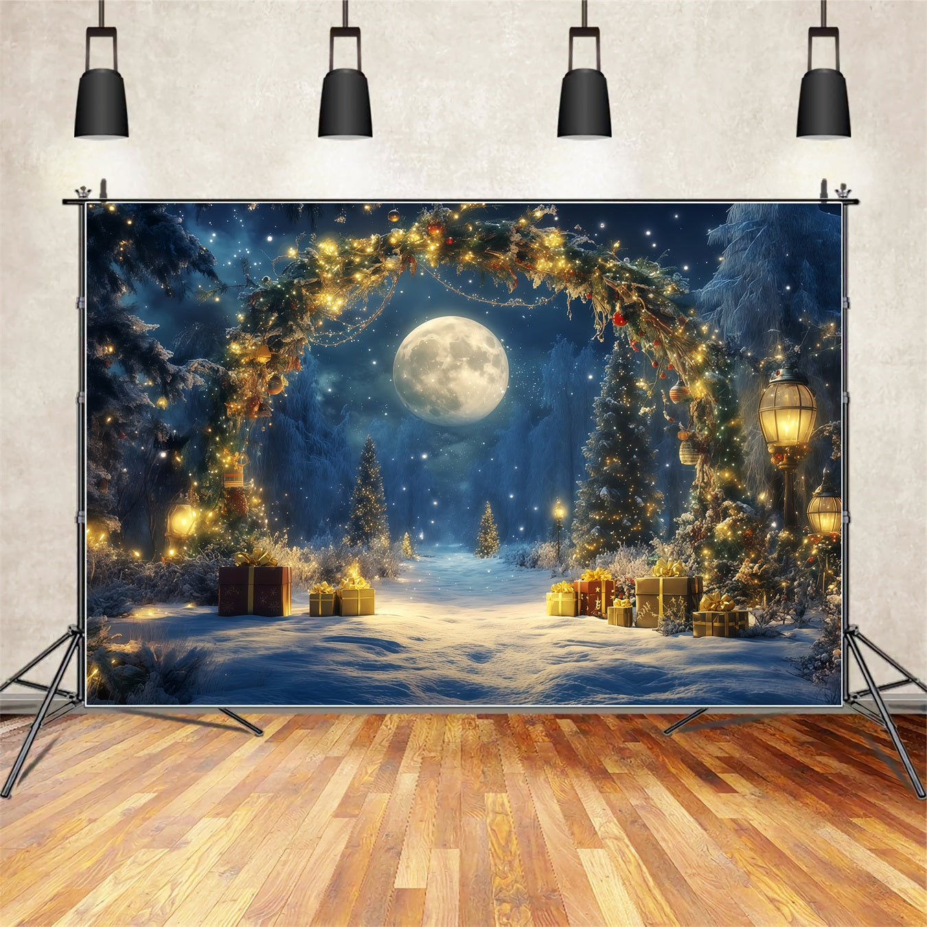 Magical Winter Forest Printed Fabric Backdrop — New Years Eve Backdrop