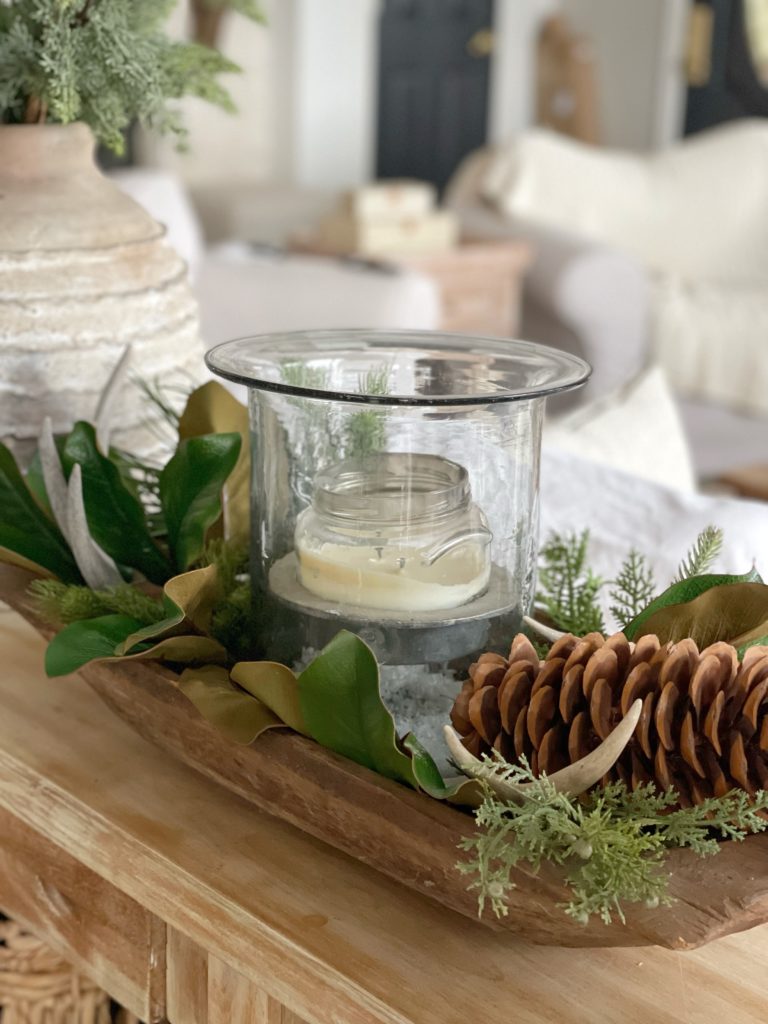 Rustic Dough Bowl Centerpiece for Winter — Winter Home Decor